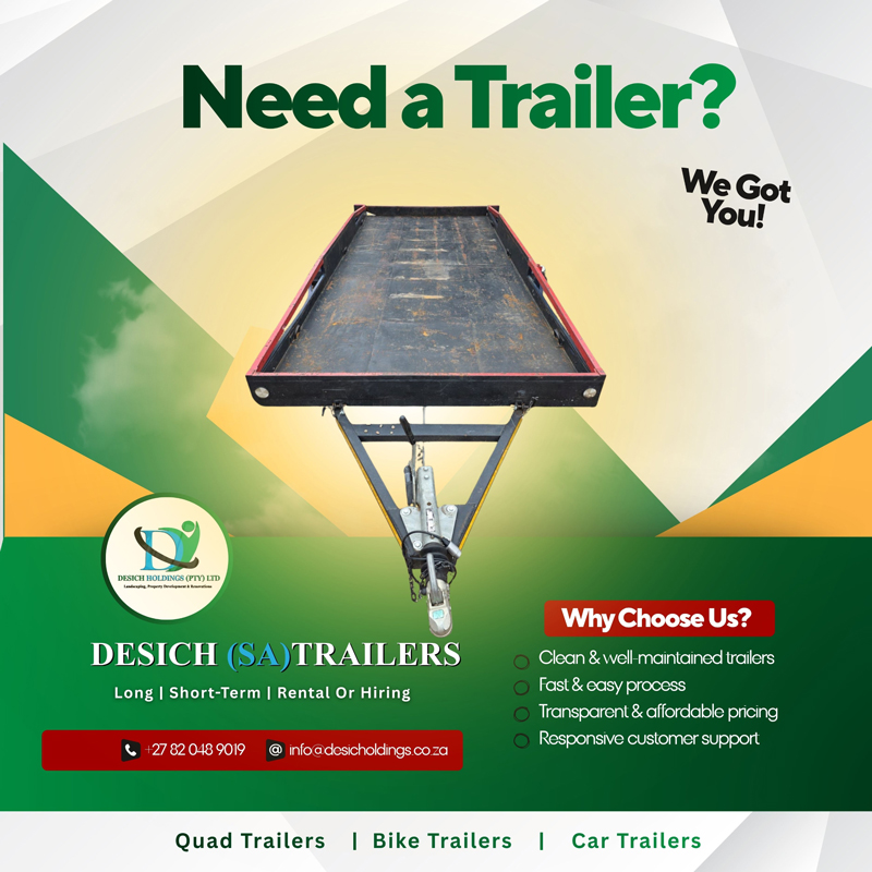 5m X 2m Car trailer for hire in Johannesburg