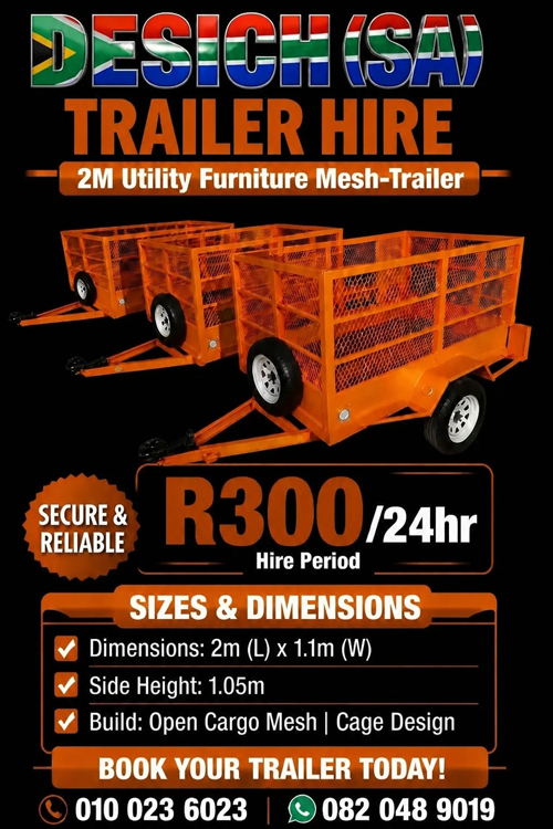 2M Utility Furniture Mesh-Trailer for hire in Johannesburg